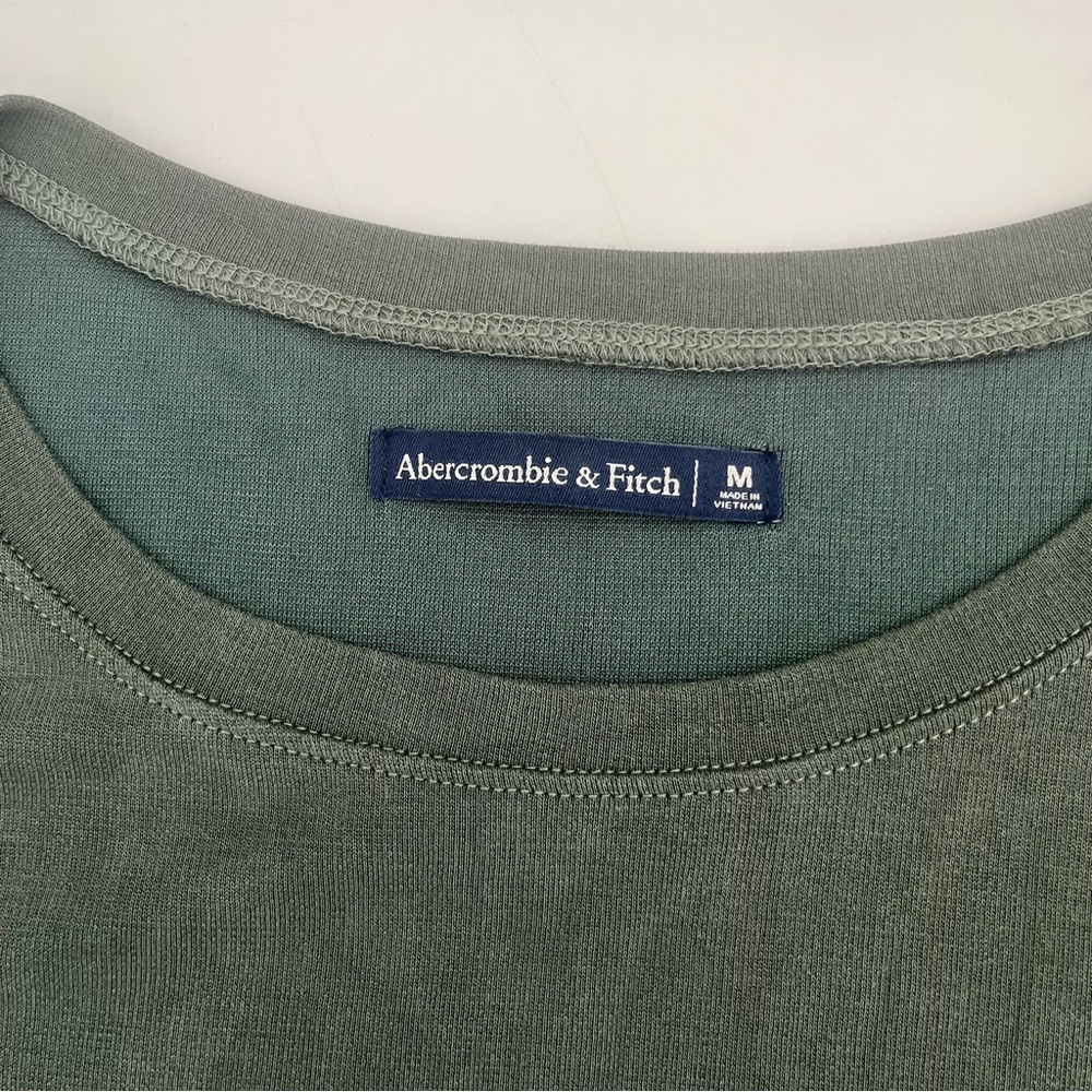 Abercrombie & Fitch Green Short Sleeve Faux Wrap Womens Fitted Sheath Midi Dress - Picture 2 of 13